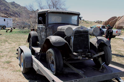 This old Model A Ford pickup truck, originally owned by Art Coleman, was returned to the Gold Butte site on Saturday as part of the grave rededication services for Coleman and Bill Garrett. PHOTO BY VERNON ROBISON/Moapa Valley Progress.