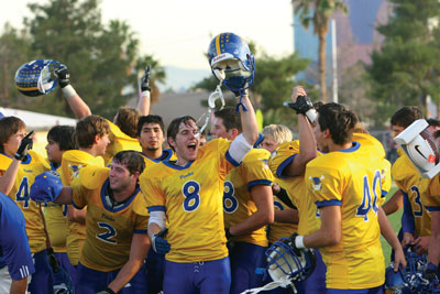 The 2007 MVHS Pirate Football team celebrates after winning the State Championship game against Virgin Valley. MOAPA VALLEY PROGRESS FILE PHOTO.