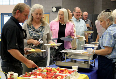 Local school administrators and teachers are treated to breakfast by the Moapa Valley Rotary Club on Wednesday morning the week before school starts. PHOTO BY MAGGIE MCMURRAY/Moapa Valley Progress.