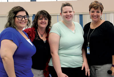 New Ute Perkins Elementary staff members include l to r Leslie Logue (Early Childhood Education), Angela Crouch (3rd grade), Michelle McConnell (1st grade) and Holly Lee (principal).  PHOTO BY MAGGIE MCMURRAY/Moapa Valley Progress.