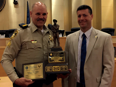 Local Metro Sergeant Bret Empey received the Rotary Clubs of Southern Nevada SOAR award during a ceremony in Las Vegas last week. PHOTO COURTESY OF KIM OTERO.