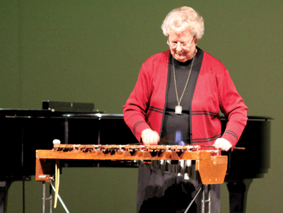 Ora Mae May performs music on the xylophone for a very appreciative crowd. May was presented with the MVPAC Lifetime of Service award at the show. PHOTO BY MAGGIE MCMURRAY/Moapa Valley Progress.