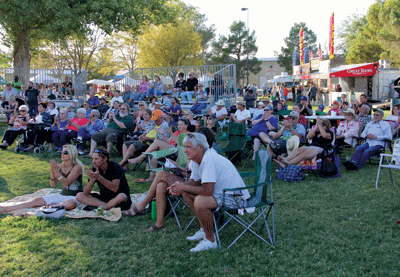Crowds came from all over the region to relax on the grass at the fairgrounds and listen to Bluegrass Music at the Logandale Fall Festival last weekend. PHOTO BY VERNON ROBISON/Moapa Valley Progress.