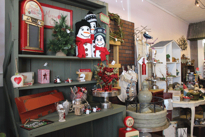 Unique holiday gifts and decor adorn the shop at The Front Porch flower shop in downtown Overton. This is just one of many local businesses ready and willing to assist local shoppers with their holiday needs.
