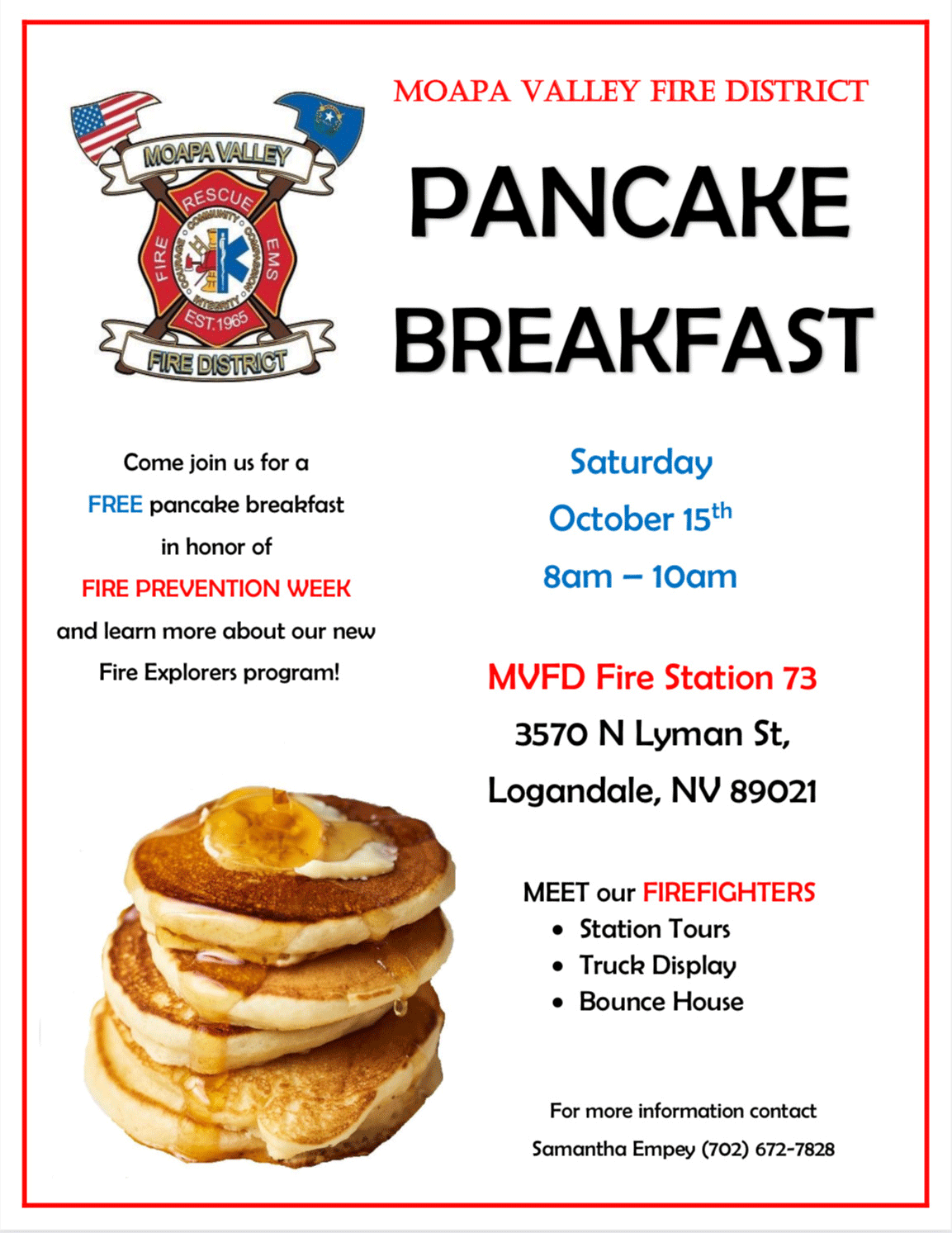 MV Fire District Pancake Breakfast @ MV Fire Station 73
