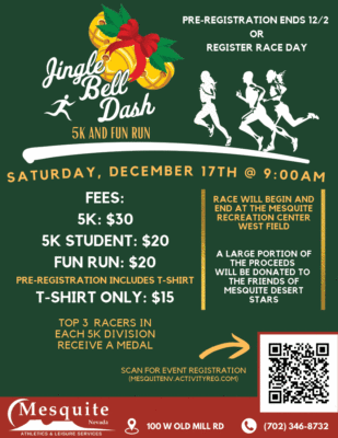 Jingle Bell Dash 5K and Fun Run @ Mesquite Rec Center