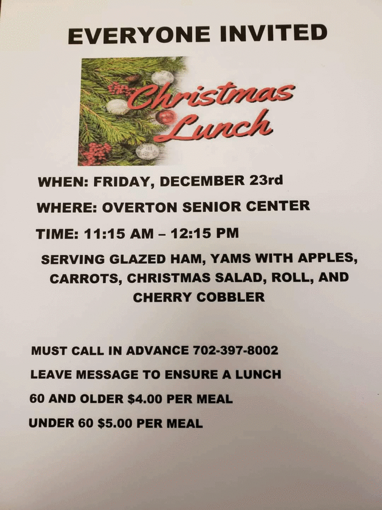 MV Senior Center Christmas Lunch @ Moapa Valley Senior Center
