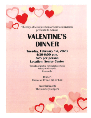 Mesquite Senior Center Valentines Dinner @ Mesquite Senior Center