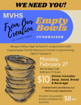 MVHS 'Empty Bowls' Fundraiser @ Moapa Valley High School
