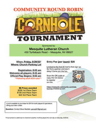 Mesquite Community Cornhole Tournament @ Mesquite Lutheran Church