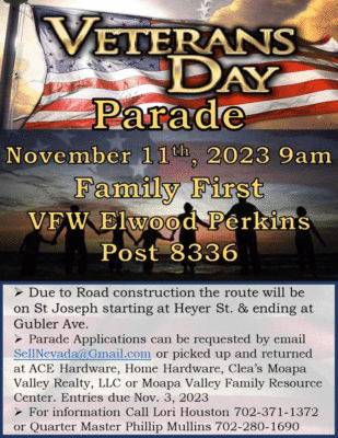 Moapa Valley Veterans Day Parade @ St. Joseph Street